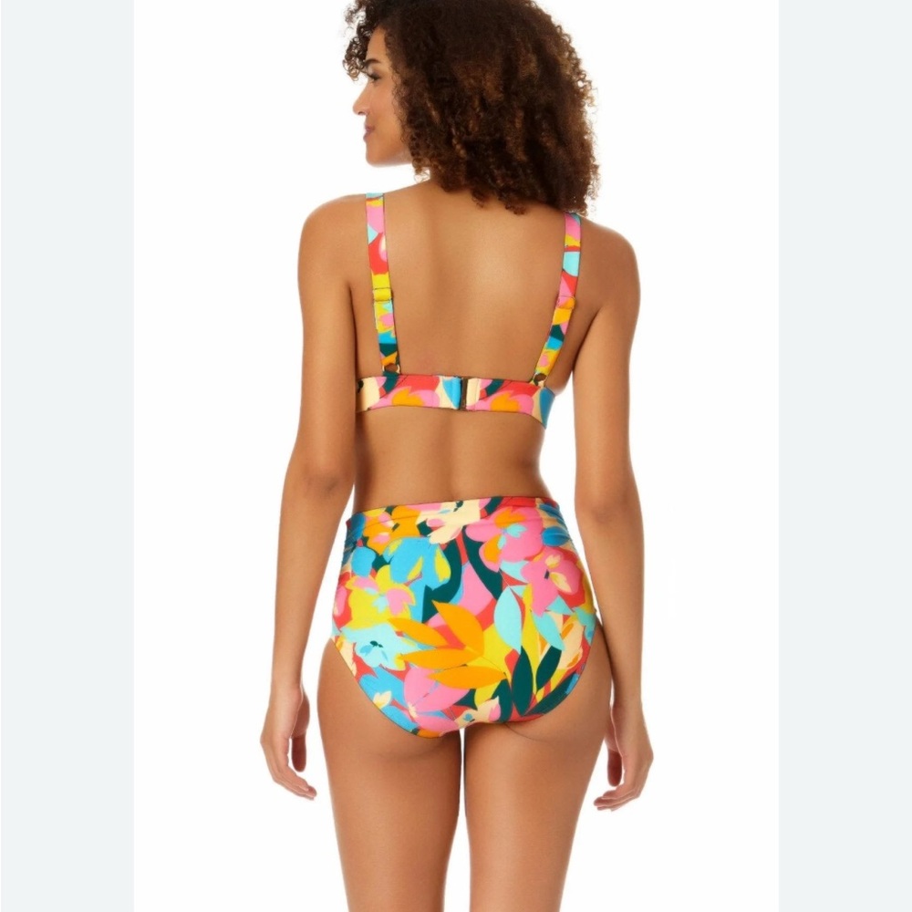 Anne Cole two piece floral high waisted swimsuit size Large worn twice - Picture 2 of 11